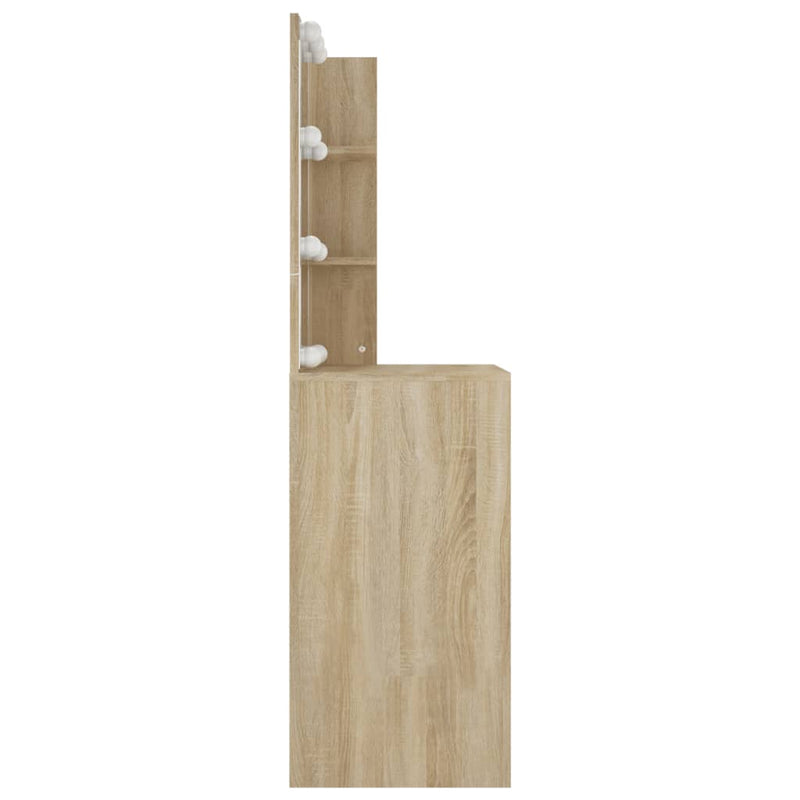 vidaXL sonoma-tölgyszínű LED-es fésülködőasztal 60x40x140 cm