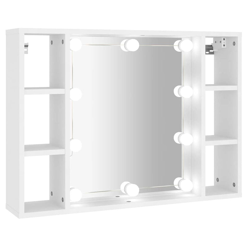 vidaXL fehér tükrös szekrény LED-ekkel 76 x 15 x 55 cm