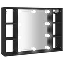 vidaXL fekete tükrös szekrény LED-ekkel 76 x 15 x 55 cm