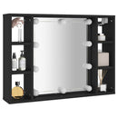 vidaXL fekete tükrös szekrény LED-ekkel 76 x 15 x 55 cm