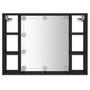 vidaXL fekete tükrös szekrény LED-ekkel 76 x 15 x 55 cm