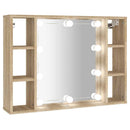 vidaXL sonoma tölgy tükrös szekrény LED-ekkel 76 x 15 x 55 cm