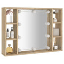 vidaXL sonoma tölgy tükrös szekrény LED-ekkel 76 x 15 x 55 cm