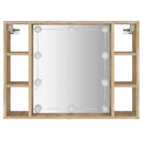 vidaXL sonoma tölgy tükrös szekrény LED-ekkel 76 x 15 x 55 cm