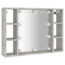 vidaXL betonszürke tükrös szekrény LED-ekkel 76 x 15 x 55 cm