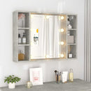 vidaXL betonszürke tükrös szekrény LED-ekkel 76 x 15 x 55 cm