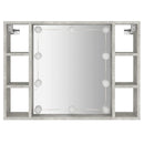 vidaXL betonszürke tükrös szekrény LED-ekkel 76 x 15 x 55 cm