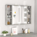 vidaXL betonszürke tükrös szekrény LED-ekkel 76 x 15 x 55 cm