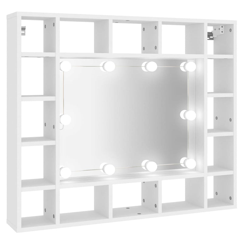 vidaXL fehér tükrös szekrény LED-ekkel 91 x 15 x 76,5 cm