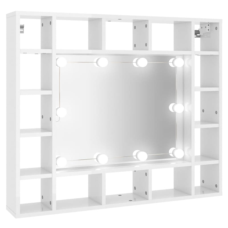 vidaXL magasfényű fehér tükrös szekrény LED-ekkel 91 x 15 x 76,5 cm