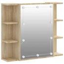 vidaXL sonoma tölgy színű tükrös szekrény LED-ekkel 70 x 16,5 x 60 cm