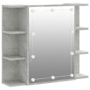vidaXL betonszürke tükrös szekrény LED-ekkel 70 x 16,5 x 60 cm