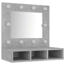 vidaXL betonszürke tükrös szekrény LED-ekkel 60 x 31,5 x 62 cm