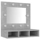 vidaXL betonszürke tükrös szekrény LED-ekkel 60 x 31,5 x 62 cm