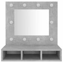 vidaXL betonszürke tükrös szekrény LED-ekkel 60 x 31,5 x 62 cm