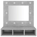 vidaXL betonszürke tükrös szekrény LED-ekkel 60 x 31,5 x 62 cm