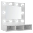 vidaXL magasfényű fehér tükrös szekrény LED-ekkel 60 x 31,5 x 62 cm