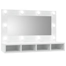 vidaXL fehér tükrös szekrény LED-ekkel 90x31,5x62 cm