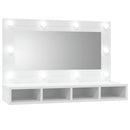 vidaXL fehér tükrös szekrény LED-ekkel 90x31,5x62 cm