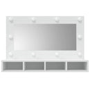 vidaXL fehér tükrös szekrény LED-ekkel 90x31,5x62 cm