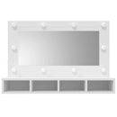 vidaXL fehér tükrös szekrény LED-ekkel 90x31,5x62 cm