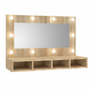 vidaXL sonoma tölgy tükrös szekrény LED-ekkel 90 x 31,5 x 62 cm