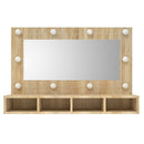 vidaXL sonoma tölgy tükrös szekrény LED-ekkel 90 x 31,5 x 62 cm