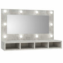 vidaXL betonszürke tükrös szekrény LED-ekkel 90 x 31,5 x 62 cm