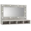 vidaXL betonszürke tükrös szekrény LED-ekkel 90 x 31,5 x 62 cm