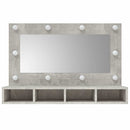 vidaXL betonszürke tükrös szekrény LED-ekkel 90 x 31,5 x 62 cm
