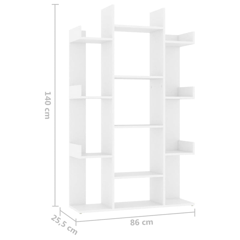 vidaXL fehér szerelt fa könyvszekrény 86 x 25,5 x 140 cm