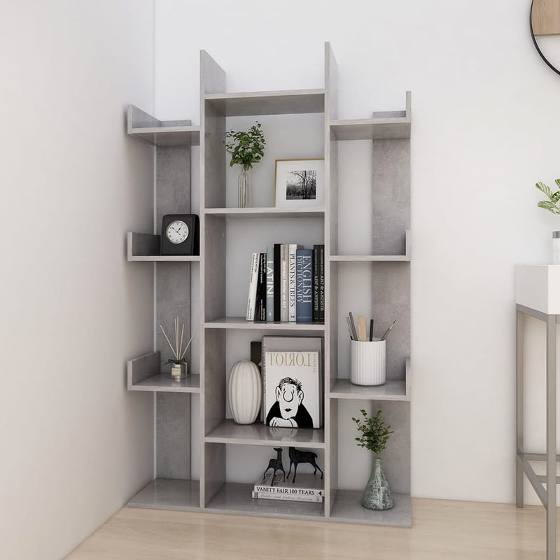 vidaXL betonszürke szerelt fa könyvszekrény 86 x 25,5 x 140 cm