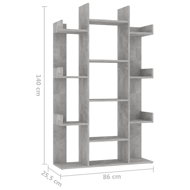 vidaXL betonszürke szerelt fa könyvszekrény 86 x 25,5 x 140 cm