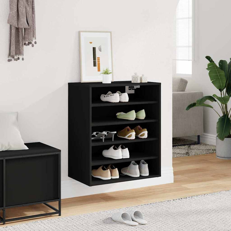 vidaX fekete szerelt fa cipősszekrény 60 x 35 x 70 cm