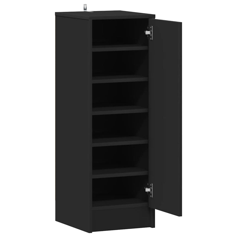 vidaXL fekete szerelt fa cipősszekrény 32 x 35 x 92 cm
