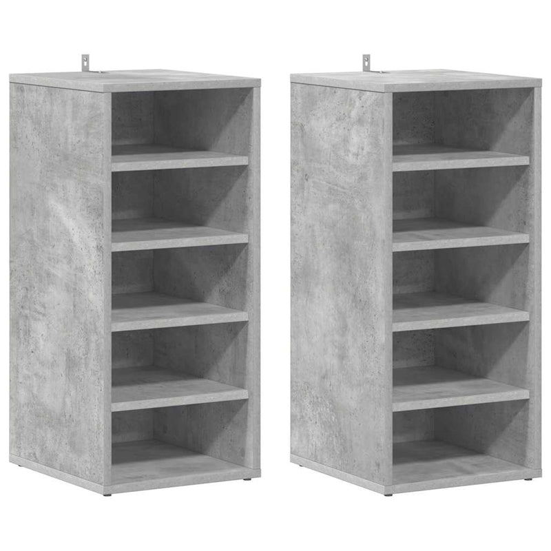 vidaXL 2 db betonszürke szerelt fa cipősszekrény 31,5 x 35 x 70 cm