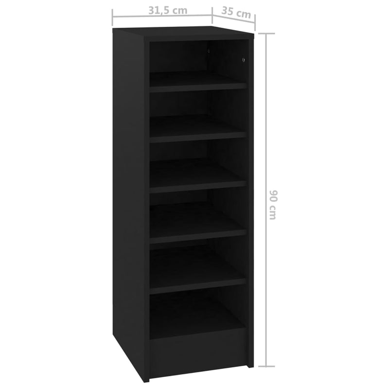 vidaXL fekete szerelt fa cipősszekrény 31,5 x 35 x 90 cm
