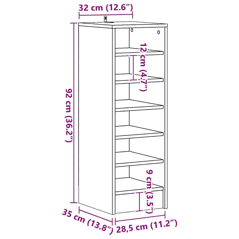 vidaXL sonoma tölgy színű szerelt fa cipősszekrény 31,5 x 35 x 90 cm