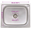 vidaXL egymedencés rozsdamentes acél kempingmosogató