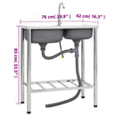 vidaXL kétmedencés rozsdamentes acél kempingmosogató