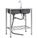 vidaXL kétmedencés rozsdamentes acél kempingmosogató