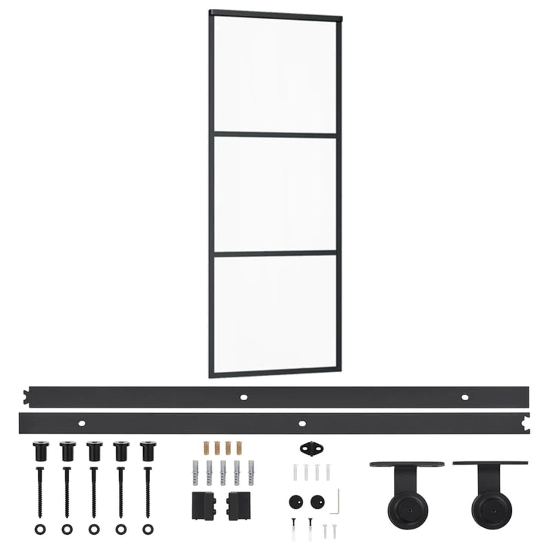 vidaXL ESG üveg és alumínium tolóajtó fémszerelvény-szettel 76x205 cm