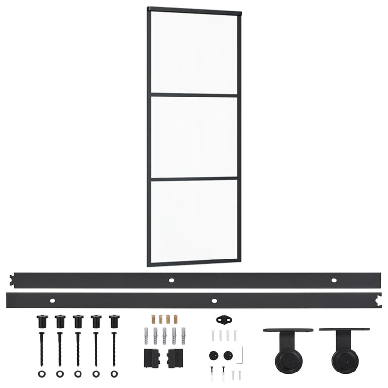 vidaXL ESG üveg és alumínium tolóajtó fémszerelvény-szettel 76x205 cm