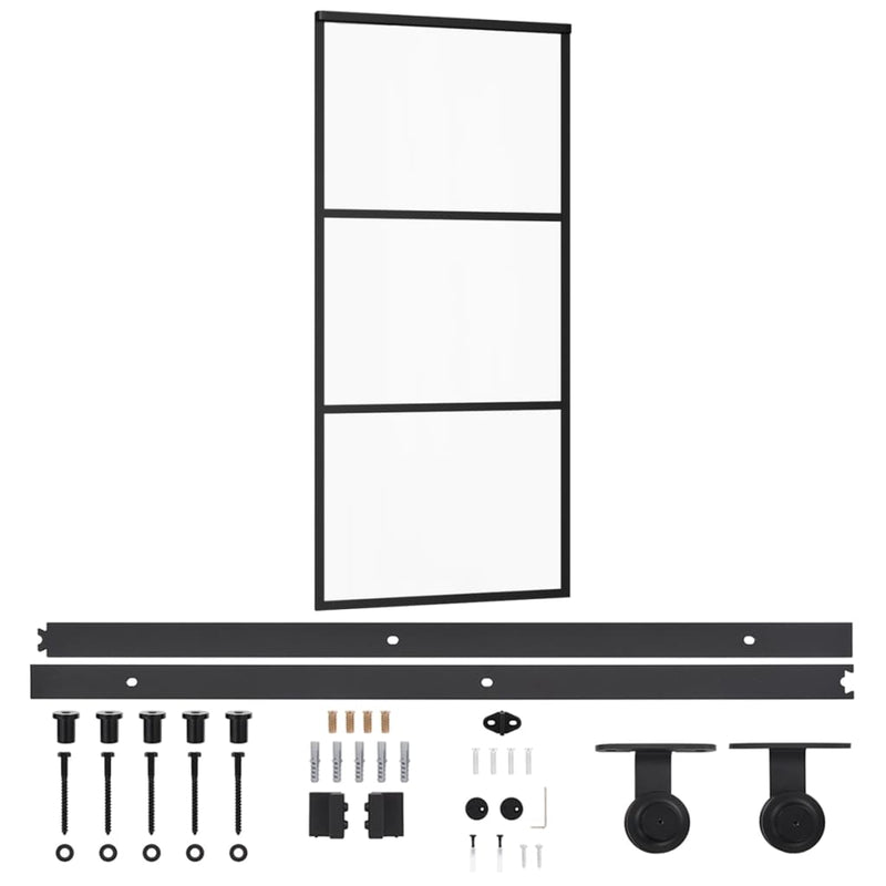vidaXL ESG üveg és alumínium tolóajtó fémszerelvény-szettel 90x205 cm