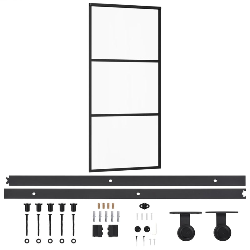 vidaXL ESG üveg és alumínium tolóajtó fémszerelvény-szettel 90x205 cm
