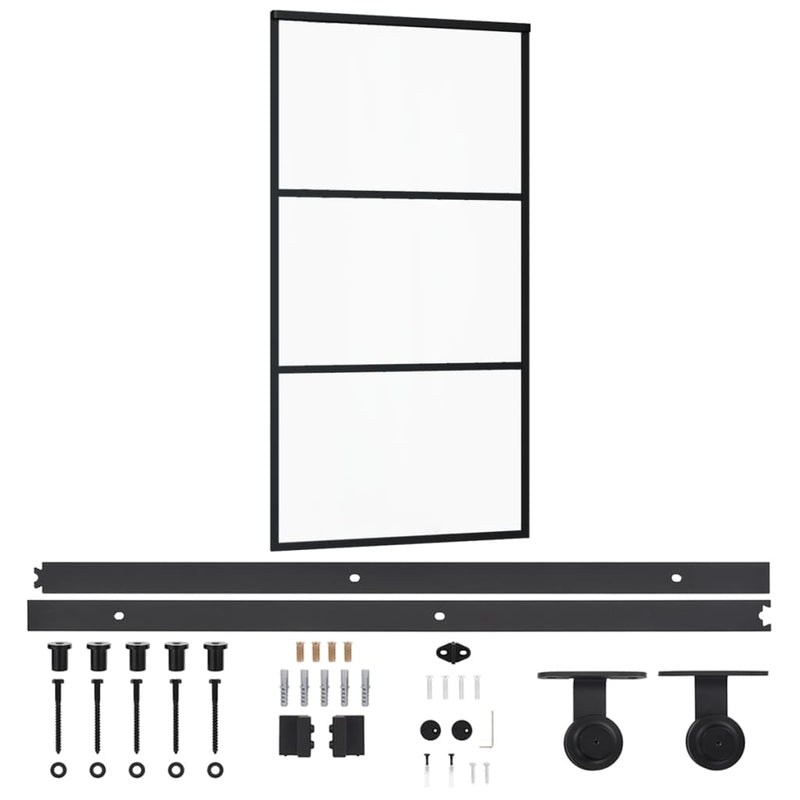 vidaXL ESG üveg és alumínium tolóajtó fémszerelvény-szettel 102x205 cm
