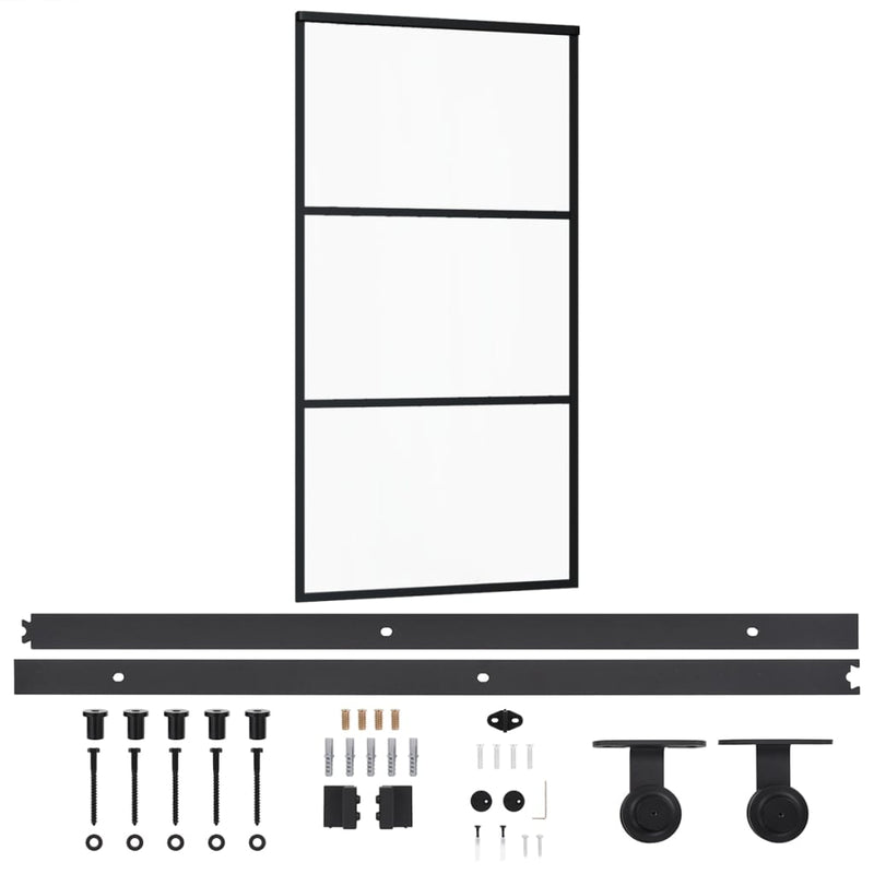 vidaXL ESG üveg és alumínium tolóajtó fémszerelvény-szettel 102x205 cm