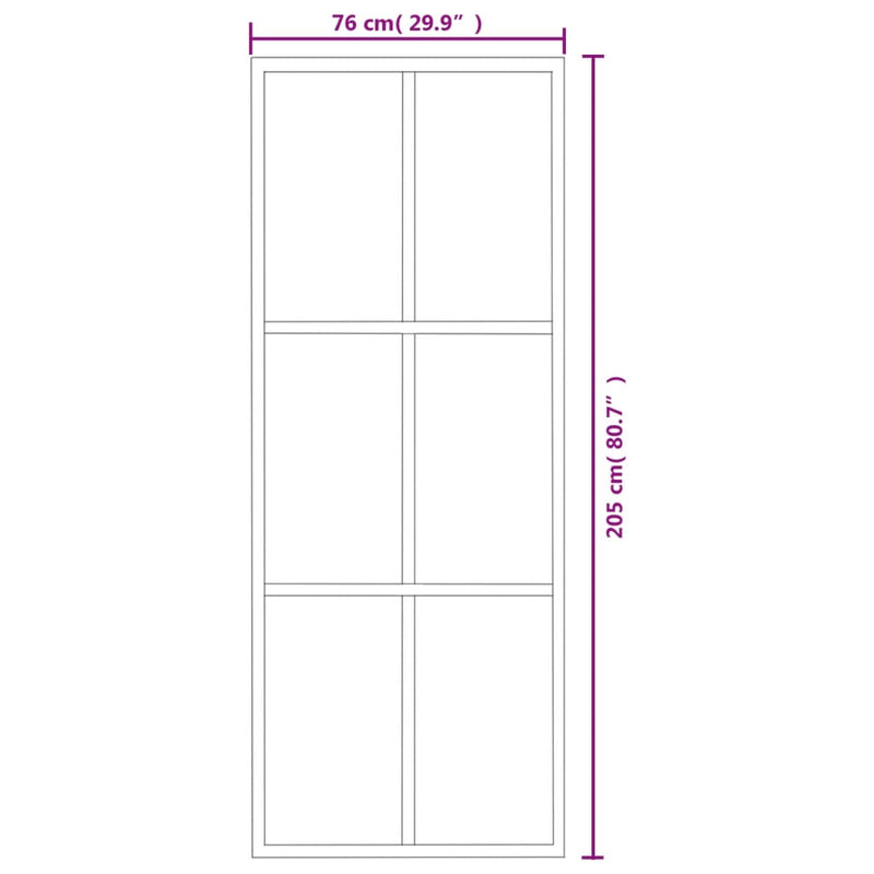 vidaXL ESG üveg és alumínium tolóajtó fényszerelvény-szettel 76x205 cm