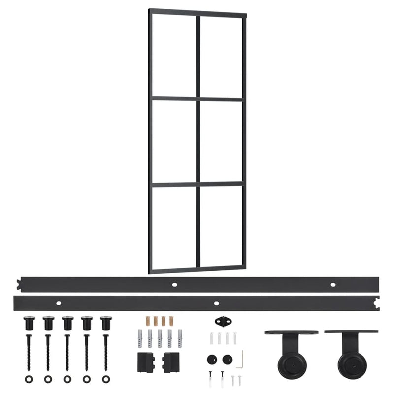 vidaXL ESG üveg és alumínium tolóajtó fémszerelvény-szettel 76x205 cm