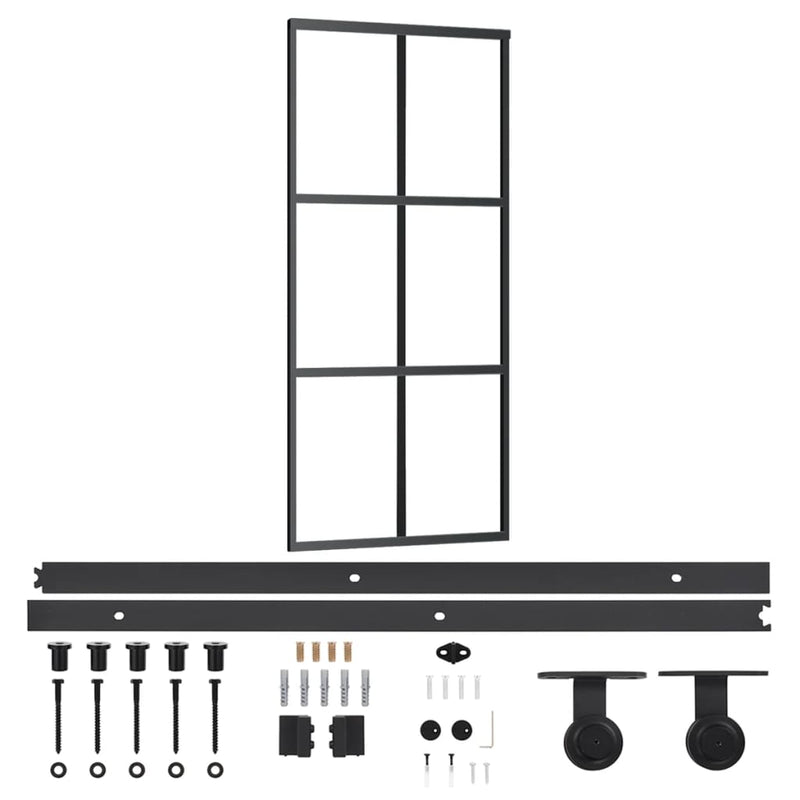 vidaXL ESG üveg és alumínium tolóajtó fémszerelvény-szettel 90x205 cm